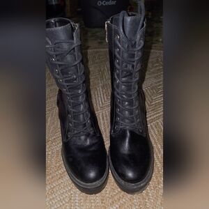 DKNYC Black Lace-Up Boots